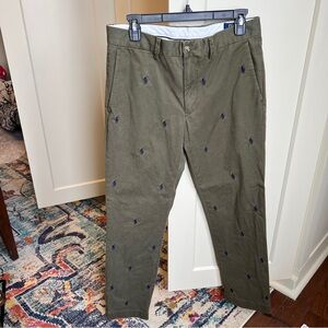 Polo Ralph Lauren Stretch Slim Fit Embroidered Allover Pony Chino Pants 31/30